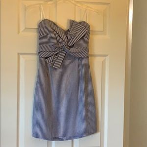 Adorable blue and white striped mini summer dress